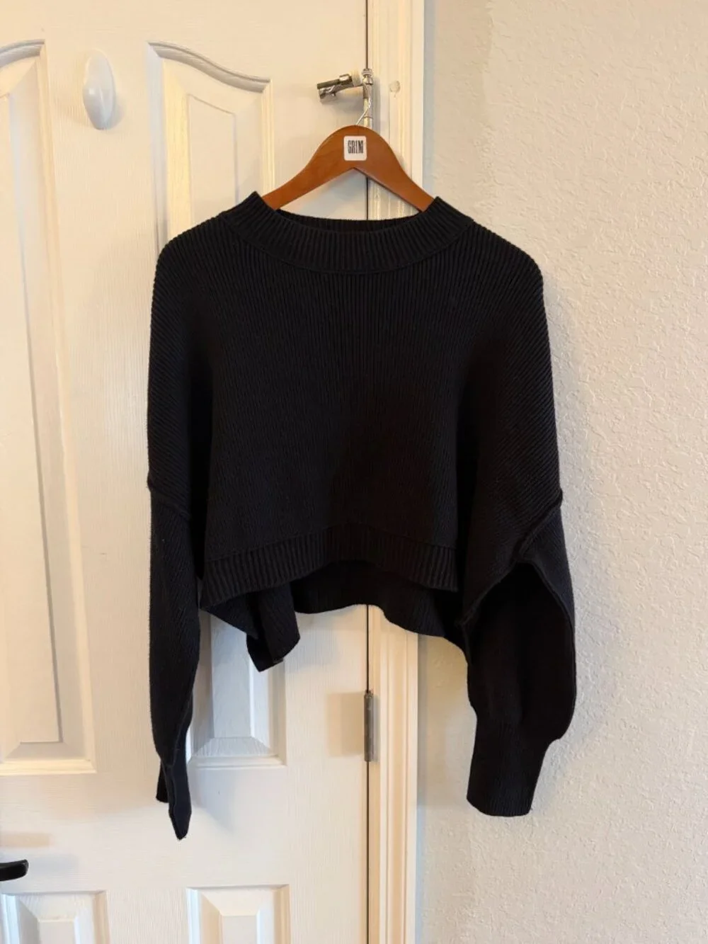 ☀️ Free People Easy Street Cropped Knit Sweater Black Small S
